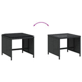 Garden Stools with Cushions 4 pcs Black 41x41x36 cm Poly Rattan - Close-Up Angle