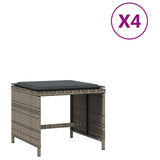 Garden Stools with Cushions 4 pcs Grey 41x41x36 cm Poly Rattan - Front View