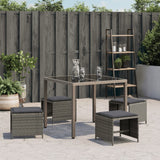 Garden Stools with Cushions 4 pcs Grey 41x41x36 cm Poly Rattan - Side View