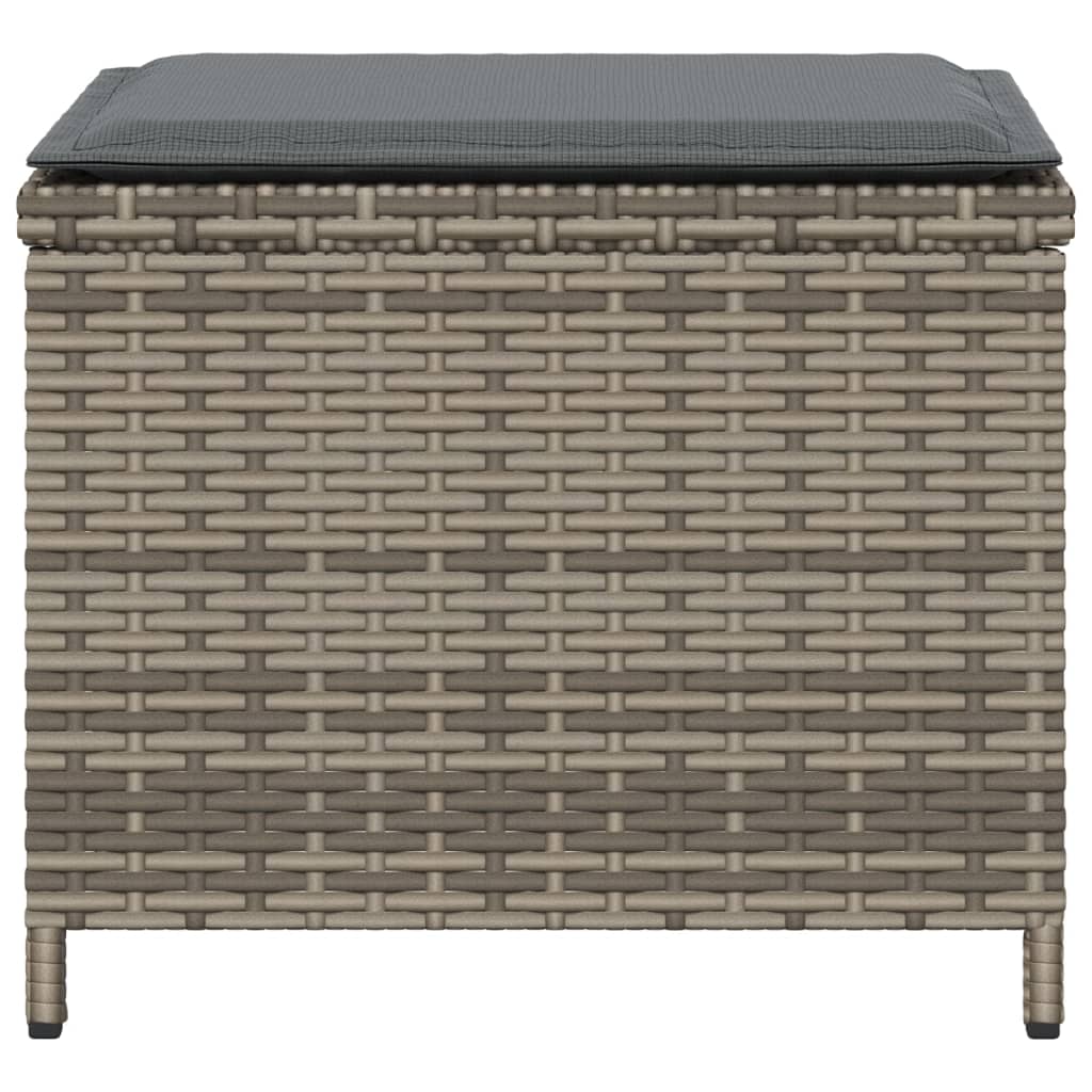 Garden Stools with Cushions 4 pcs Grey 41x41x36 cm Poly Rattan