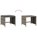 Garden Stools with Cushions 4 pcs Grey 41x41x36 cm Poly Rattan - Close-Up Angle
