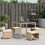 Garden Stools with Cushions 4 pcs Beige 41x41x36 cm Poly Rattan