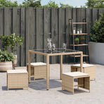 Garden Stools with Cushions 4 pcs Beige 41x41x36 cm Poly Rattan
