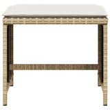 Garden Stools with Cushions 4 pcs Beige 41x41x36 cm Poly Rattan - 45-Degree Angle