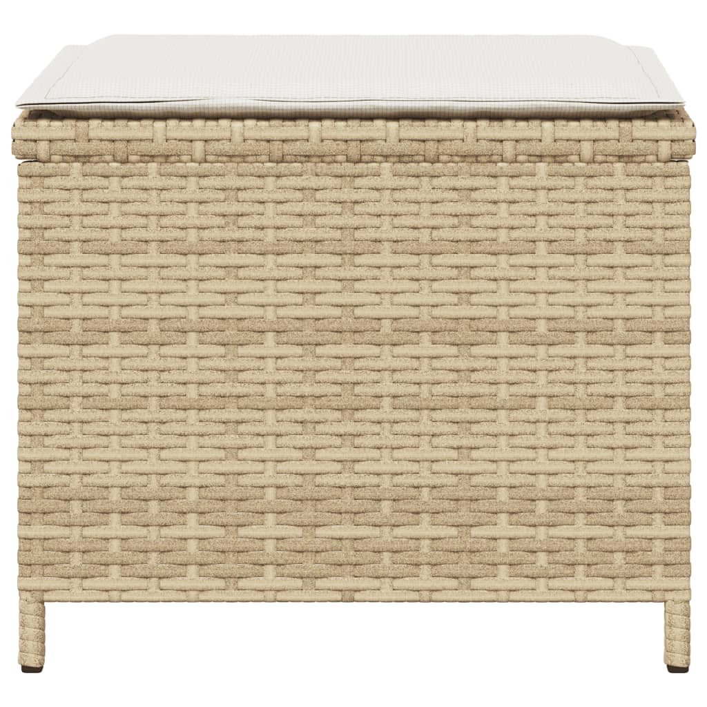 Garden Stools with Cushions 4 pcs Beige 41x41x36 cm Poly Rattan