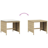 Garden Stools with Cushions 4 pcs Beige 41x41x36 cm Poly Rattan - Close-Up Angle