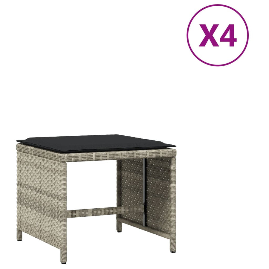 Garden Stools with Cushions 4 pcs Light Grey 41x41x36 cm