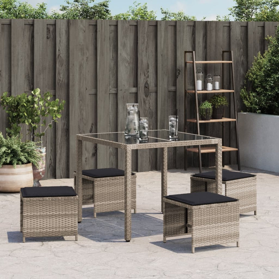 Garden Stools with Cushions 4 pcs Light Grey 41x41x36 cm