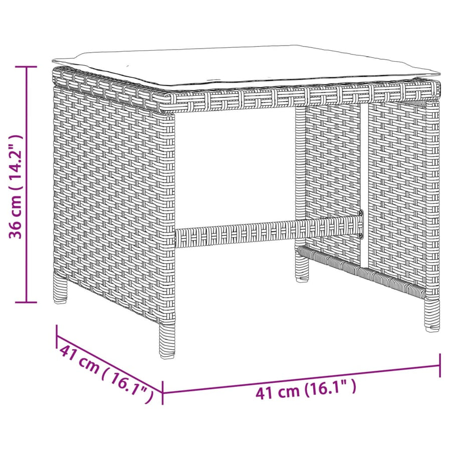 Garden Stools with Cushions 4 pcs Light Grey 41x41x36 cm