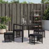 Garden Stools with Cushions 4 pcs Black 41x41x36 cm Poly Rattan - Side View