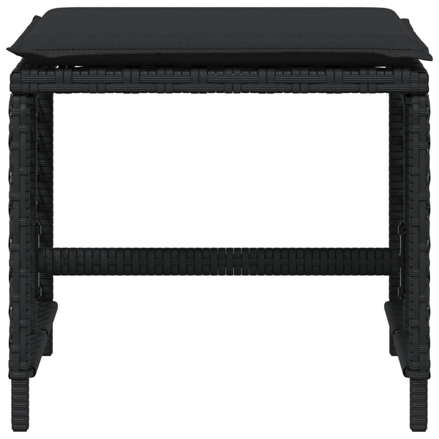 Garden Stools with Cushions 4 pcs Black 41x41x36 cm Poly Rattan