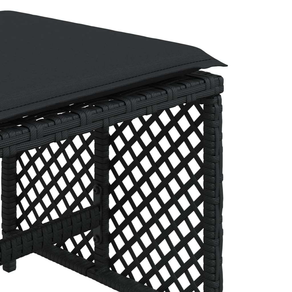 Garden Stools with Cushions 4 pcs Black 41x41x36 cm Poly Rattan