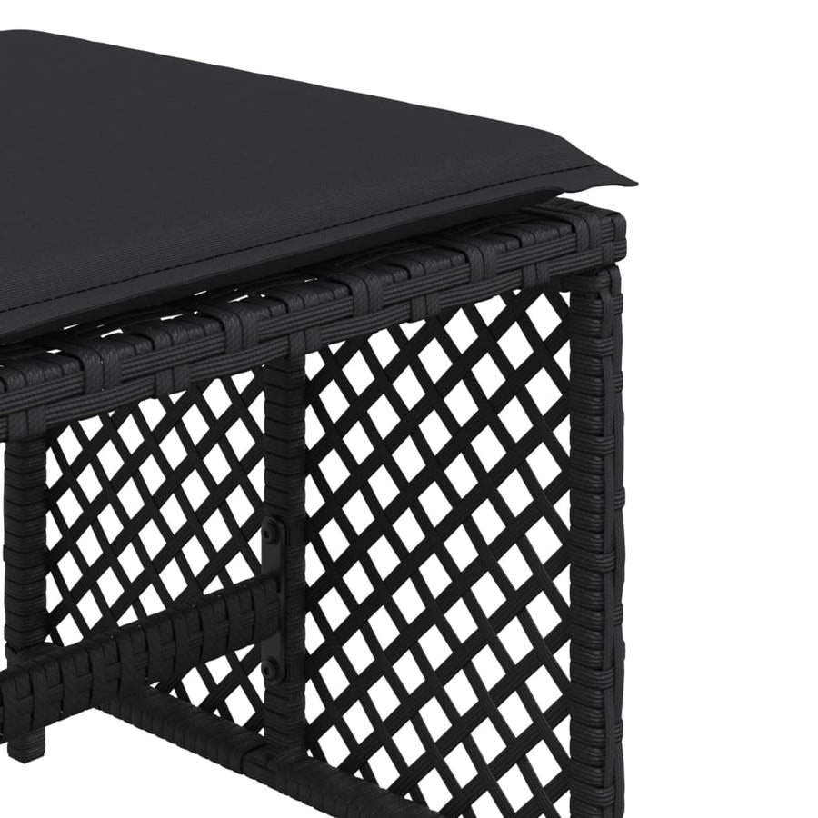 Garden Stools with Cushions 4 pcs Black 41x41x36 cm Poly Rattan
