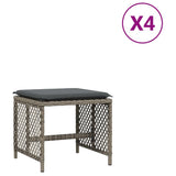 Garden Stools with Cushions 4 pcs Grey 41x41x36 cm Poly Rattan - Front View