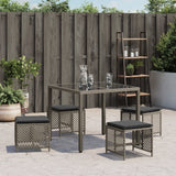 Garden Stools with Cushions 4 pcs Grey 41x41x36 cm Poly Rattan - Side View