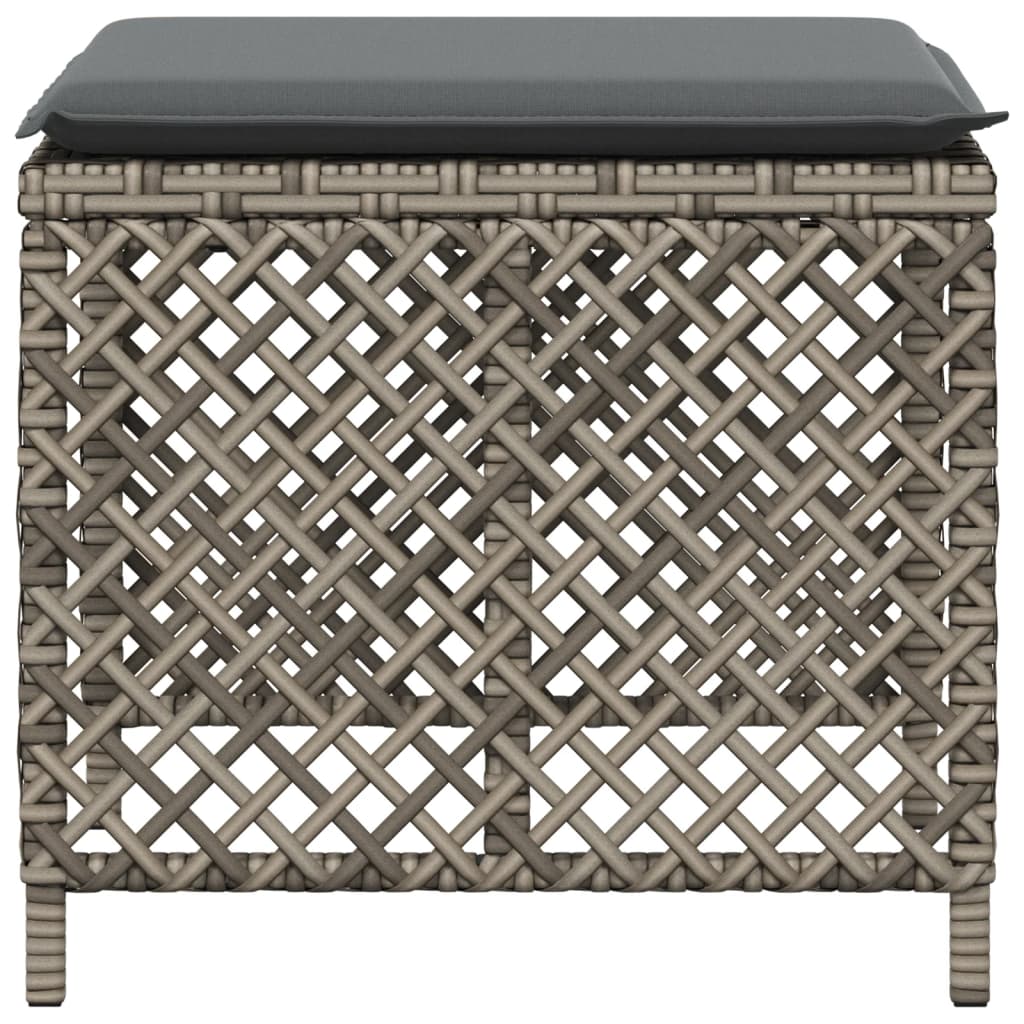 Garden Stools with Cushions 4 pcs Grey 41x41x36 cm Poly Rattan