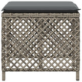 Garden Stools with Cushions 4 pcs Grey 41x41x36 cm Poly Rattan