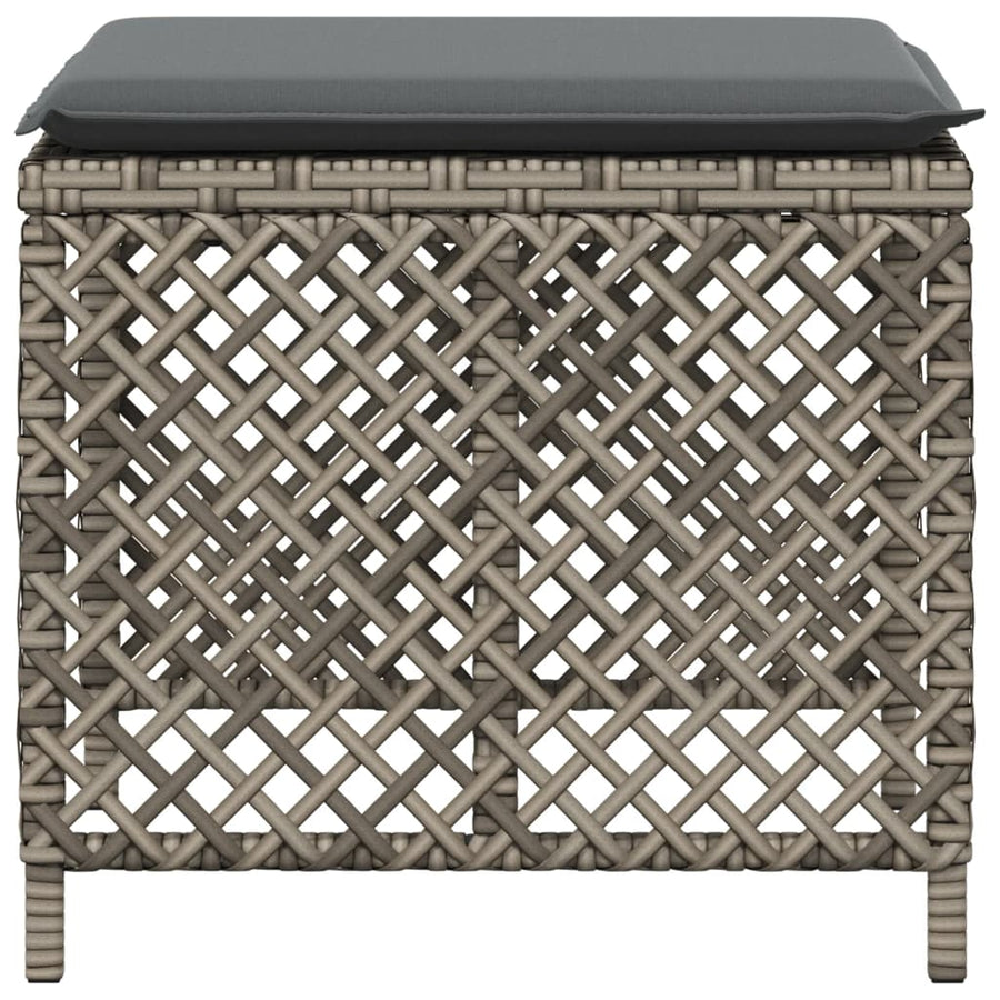 Garden Stools with Cushions 4 pcs Grey 41x41x36 cm Poly Rattan