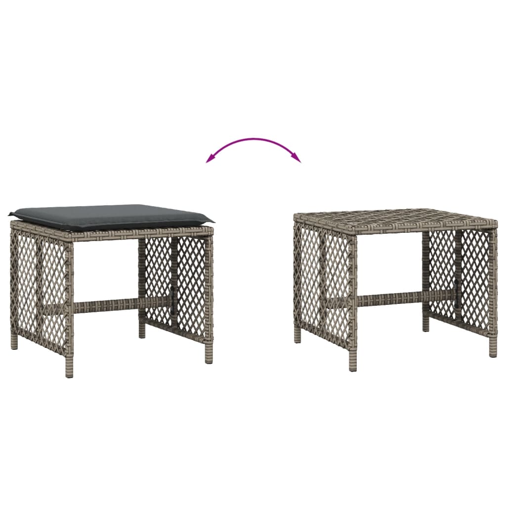 Garden Stools with Cushions 4 pcs Grey 41x41x36 cm Poly Rattan