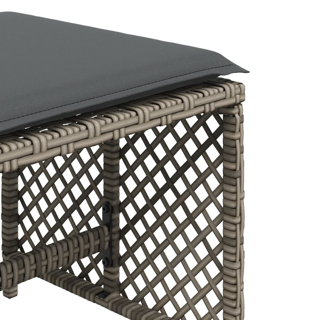 Garden Stools with Cushions 4 pcs Grey 41x41x36 cm Poly Rattan
