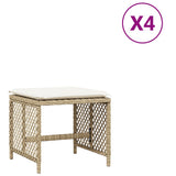 Garden Stools with Cushions 4 pcs Beige 41x41x36 cm Poly Rattan