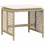 Garden Stools with Cushions 4 pcs Beige 41x41x36 cm Poly Rattan