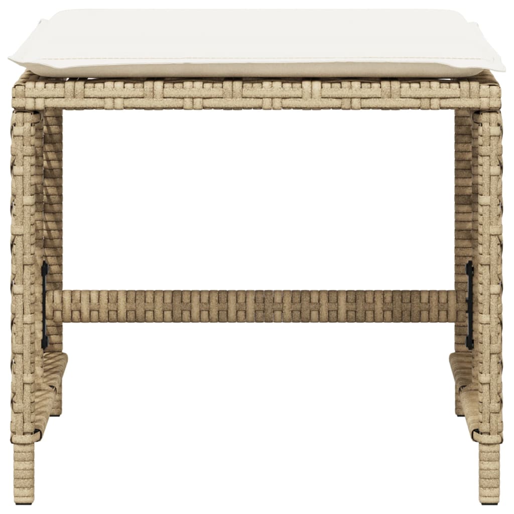 Garden Stools with Cushions 4 pcs Beige 41x41x36 cm Poly Rattan