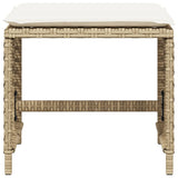 Garden Stools with Cushions 4 pcs Beige 41x41x36 cm Poly Rattan