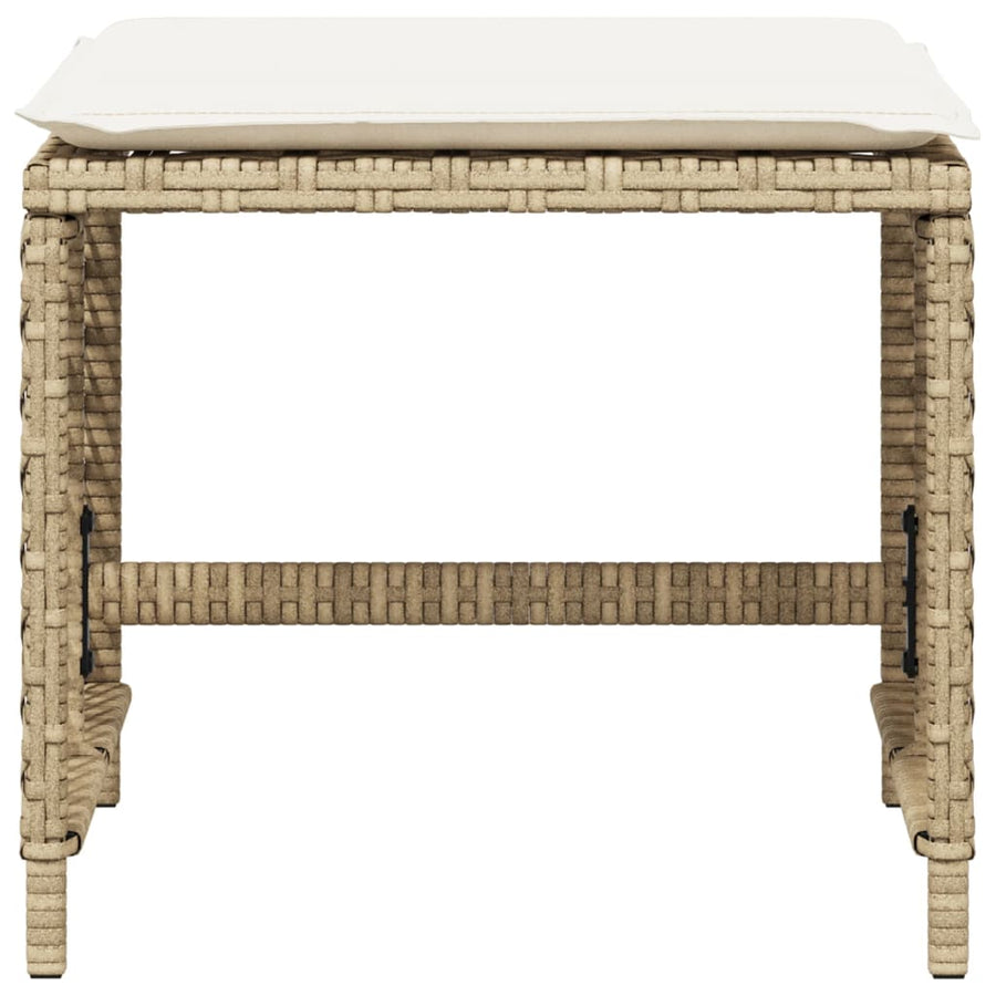 Garden Stools with Cushions 4 pcs Beige 41x41x36 cm Poly Rattan