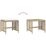 Garden Stools with Cushions 4 pcs Beige 41x41x36 cm Poly Rattan