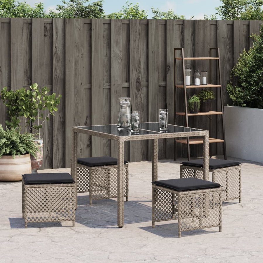Garden Stools with Cushions 4 pcs Light Grey 41x41x36 cm