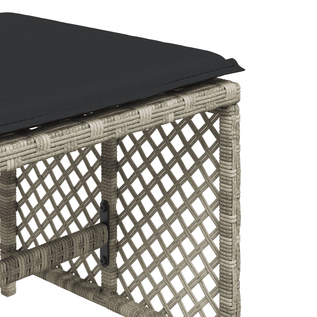 Garden Stools with Cushions 4 pcs Light Grey 41x41x36 cm Poly Rattan