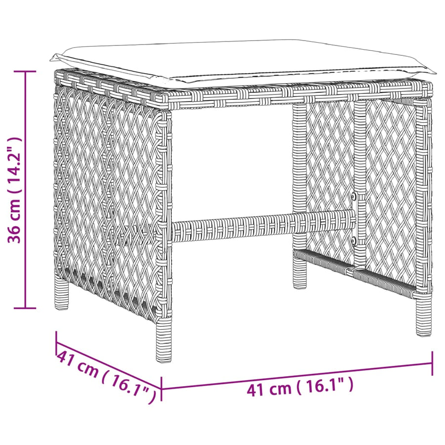 Garden Stools with Cushions 4 pcs Light Grey 41x41x36 cm