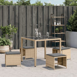 Garden Stools with Cushions 4 pcs Mix Beige 41x41x36 cm Poly Rattan