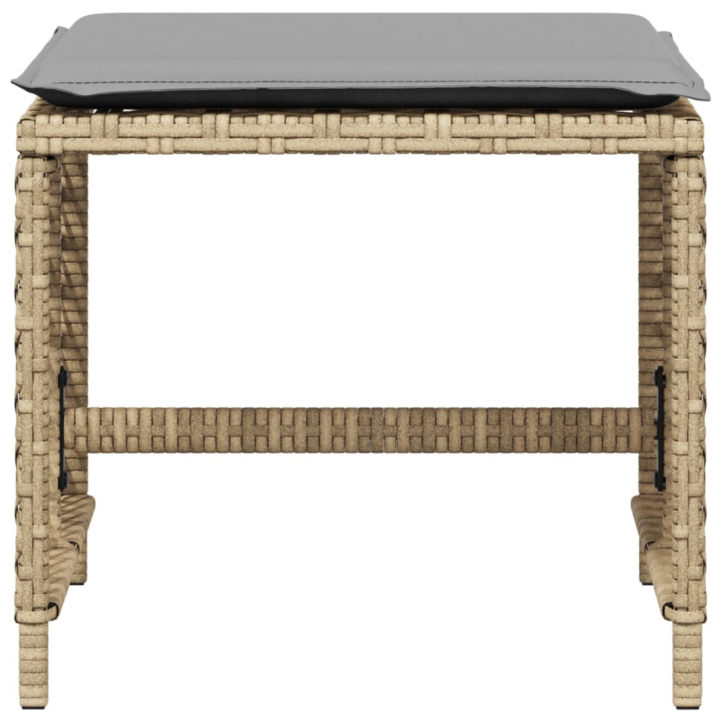 Garden Stools with Cushions 4 pcs Mix Beige 41x41x36 cm Poly Rattan