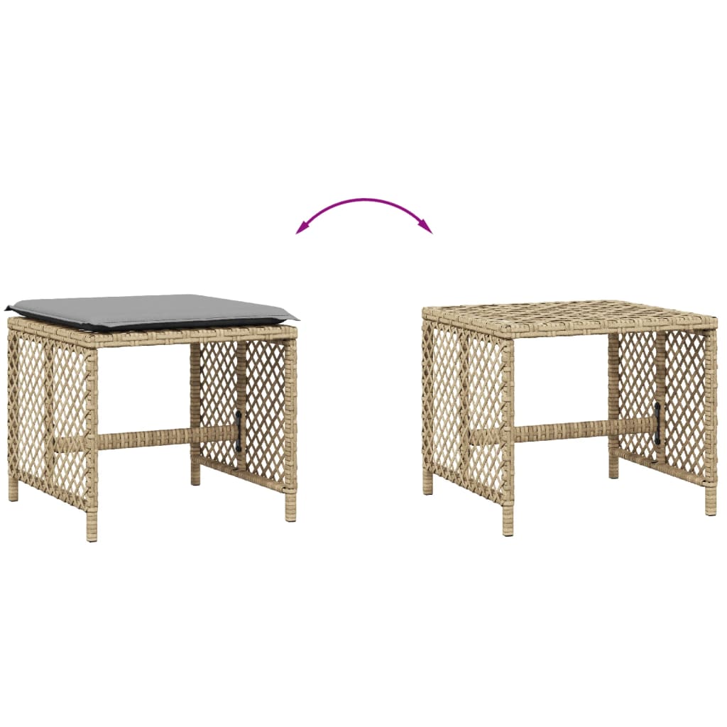 Garden Stools with Cushions 4 pcs Mix Beige 41x41x36 cm Poly Rattan