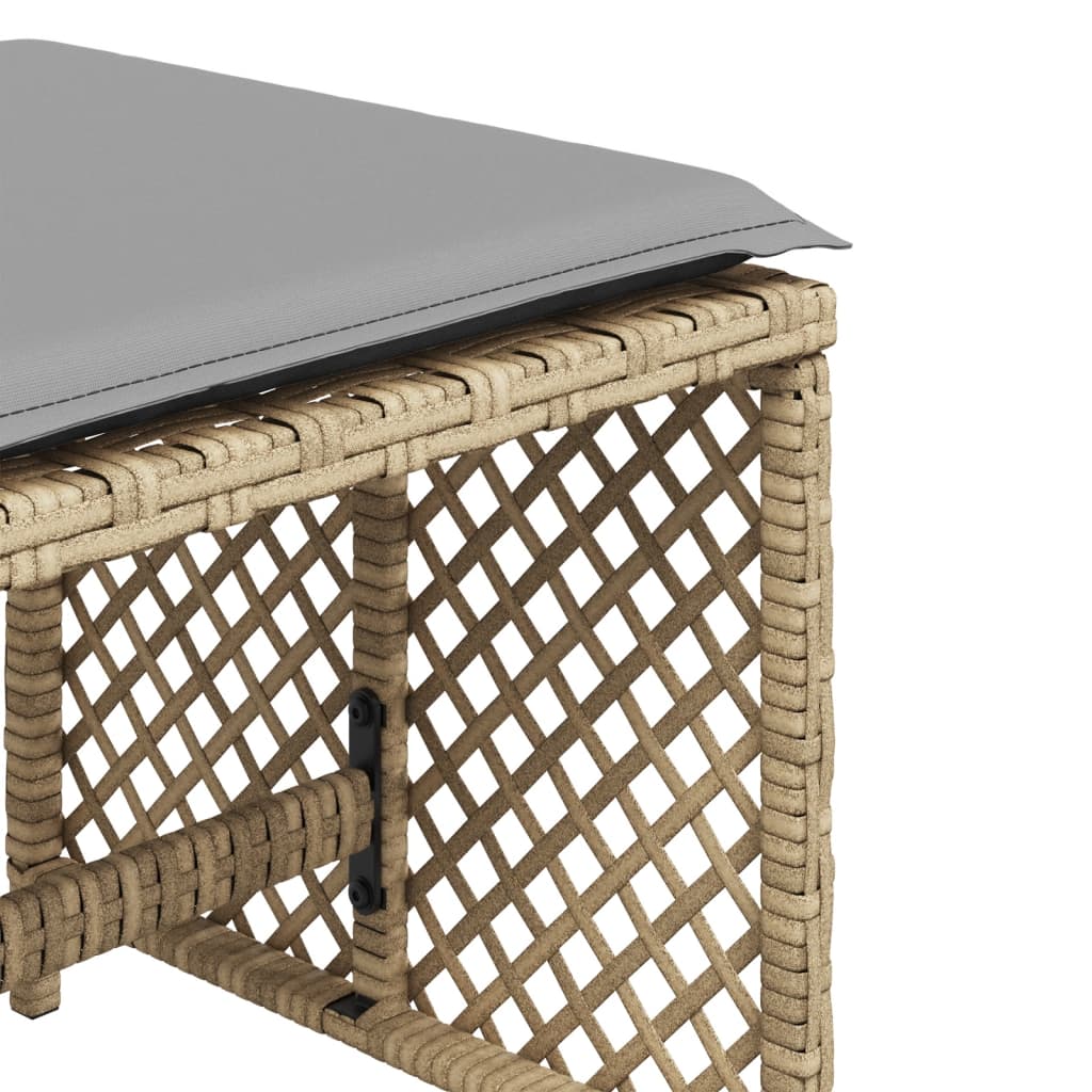 Garden Stools with Cushions 4 pcs Mix Beige 41x41x36 cm Poly Rattan