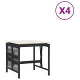 Garden Stools with Cushions 4 pcs Black 41x41x36 cm Poly Rattan