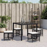 Garden Stools with Cushions 4 pcs Black 41x41x36 cm Poly Rattan - Side View