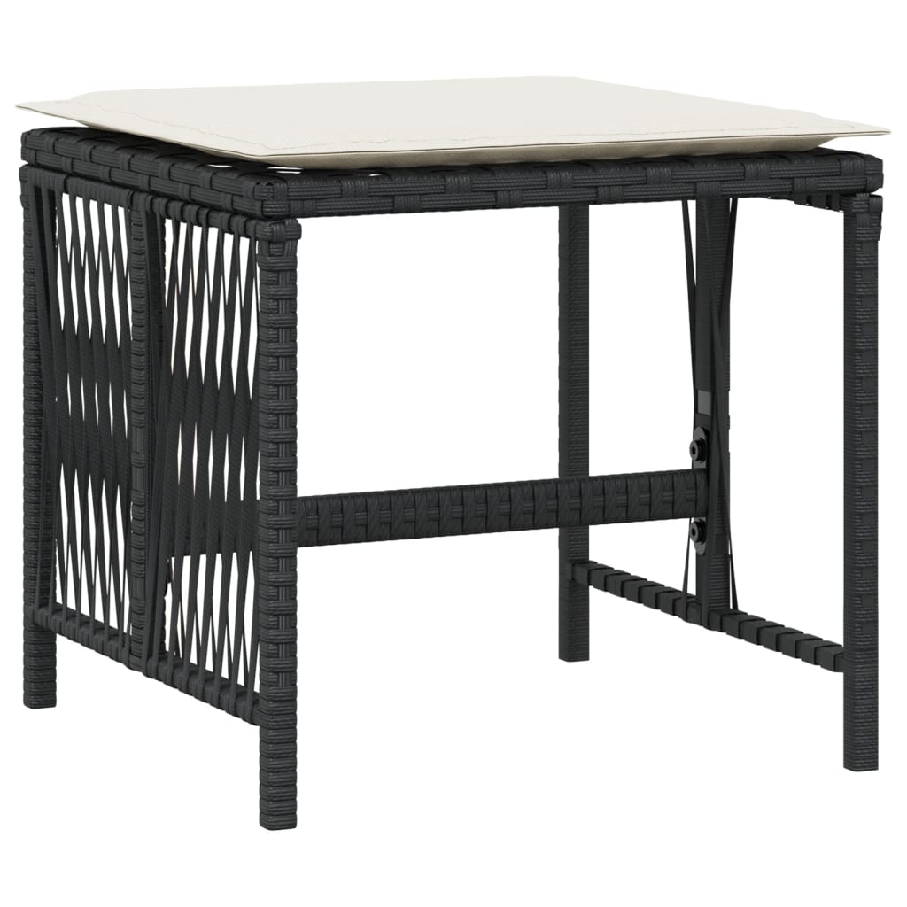 Garden Stools with Cushions 4 pcs Black 41x41x36 cm Poly Rattan