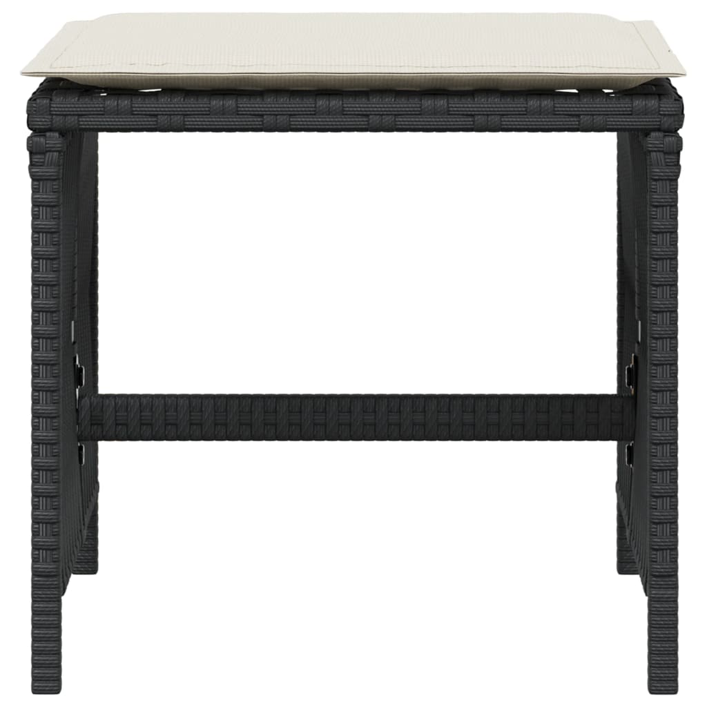 Garden Stools with Cushions 4 pcs Black 41x41x36 cm Poly Rattan