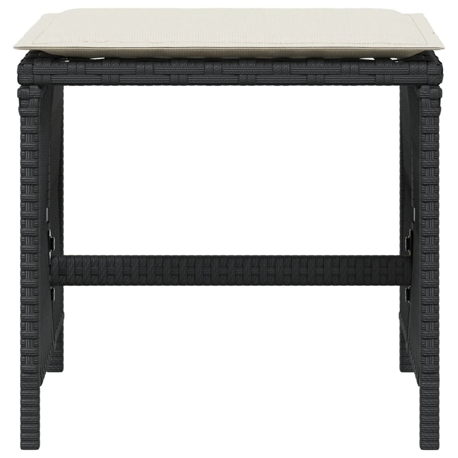 Garden Stools with Cushions 4 pcs Black 41x41x36 cm Poly Rattan