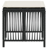 Garden Stools with Cushions 4 pcs Black 41x41x36 cm Poly Rattan - Rear View