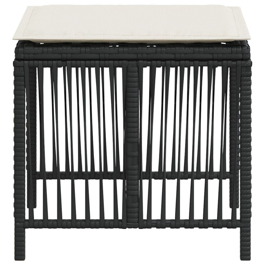Garden Stools with Cushions 4 pcs Black 41x41x36 cm Poly Rattan