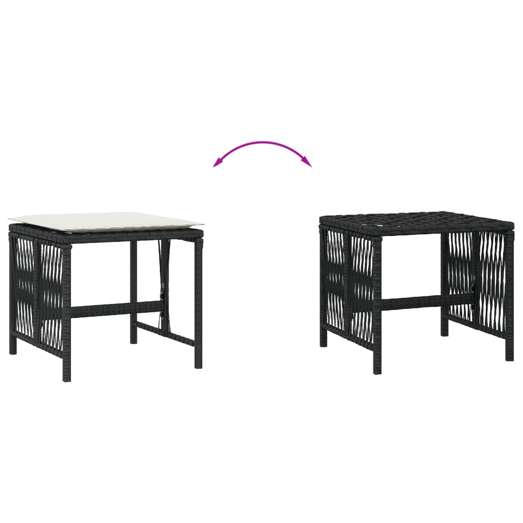 Garden Stools with Cushions 4 pcs Black 41x41x36 cm Poly Rattan