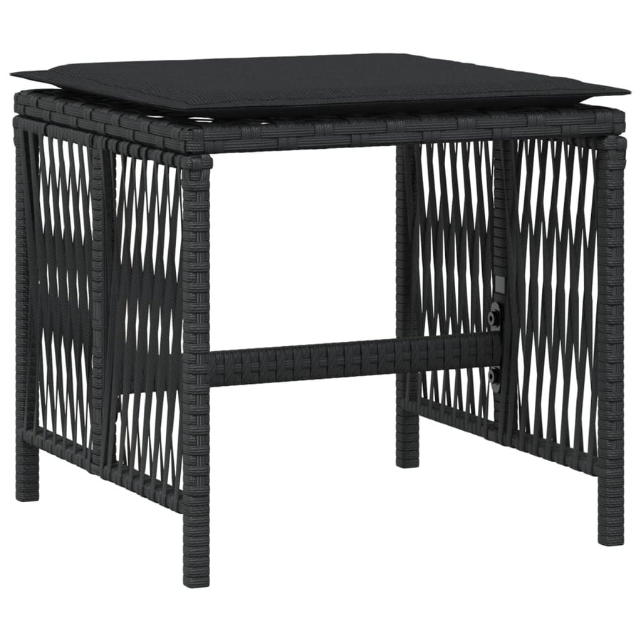 Garden Stools with Cushions 4 pcs Black 41x41x36 cm Poly Rattan