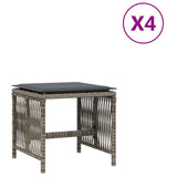 Garden Stools with Cushions 4 pcs Grey 41x41x36 cm Poly Rattan - Front View