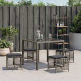 Garden Stools with Cushions 4 pcs Grey 41x41x36 cm Poly Rattan - Side View