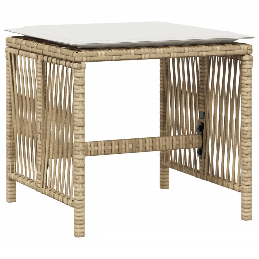 Garden Stools with Cushions 4 pcs Beige 41x41x36 cm Poly Rattan