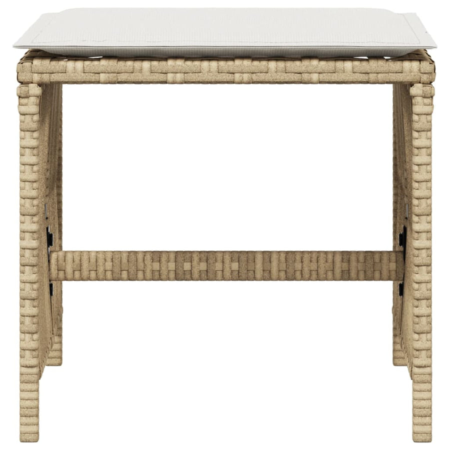 Garden Stools with Cushions 4 pcs Beige 41x41x36 cm Poly Rattan